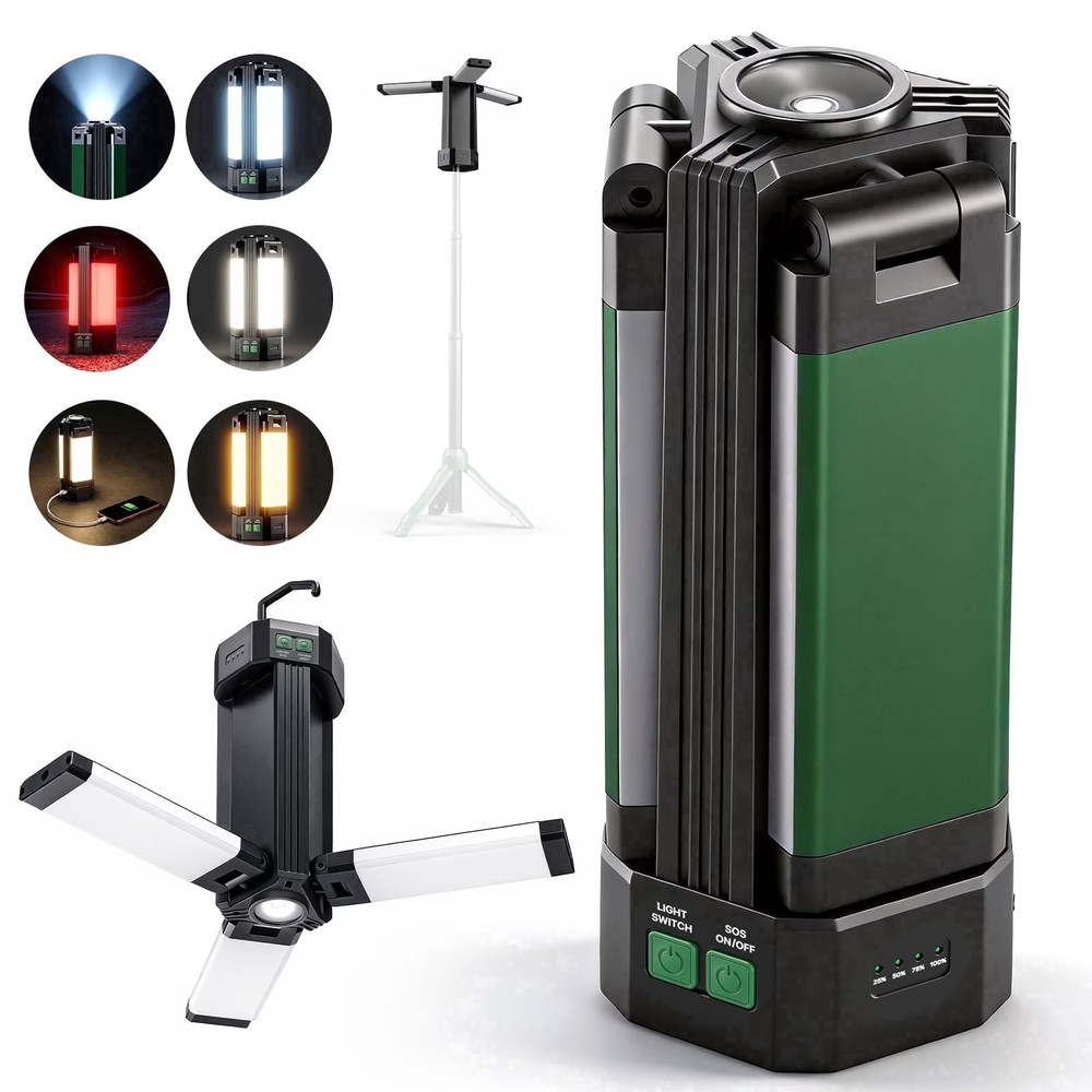 Rechargeable LED Work Light 10400mah, 3-Panel Foldable Magnetic Light with Flash