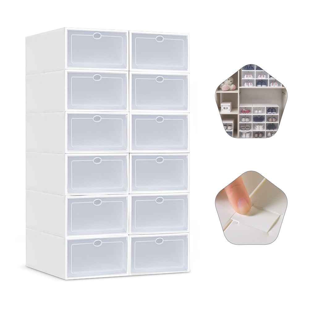 20Pcs Plastic Shoes Storage Box Stackable Display Case Sneaker Organizer Case