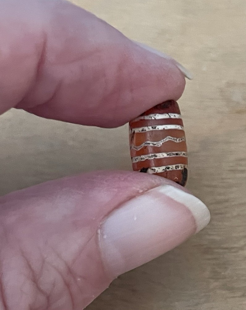 Ancient Pyu Culture Etched Agate Barrel Bead