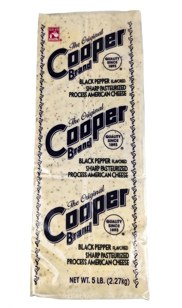 Cooper® Cheese Black Pepper Sharp American Cheese - 5 lb. Solid Block