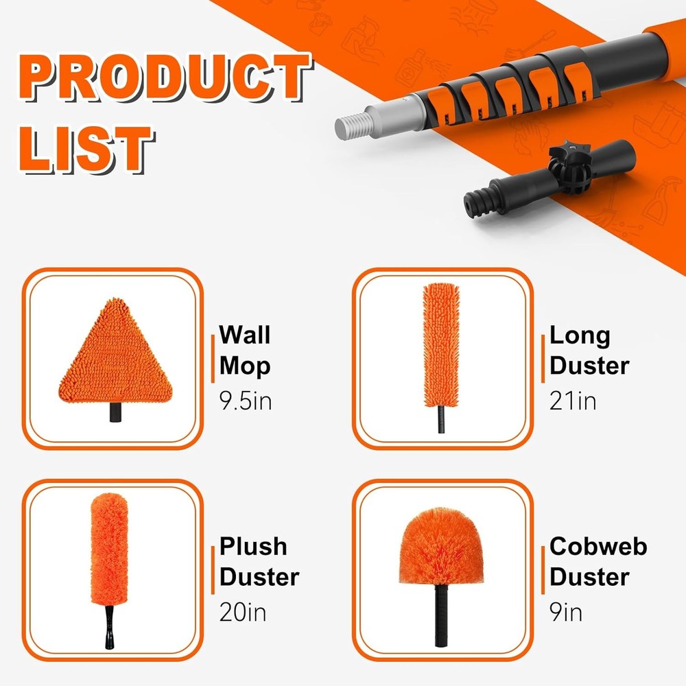 30-foot telescoping dusting kit, dusting brush with telescoping handle,