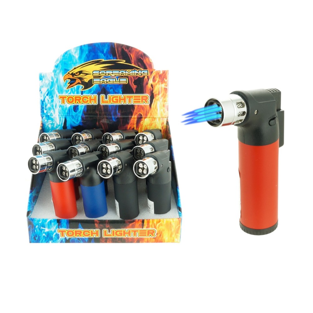 3 Pack Jumbo Quad Jet Flame Torch Gun Lighter Refillable Lockable gift Windproof