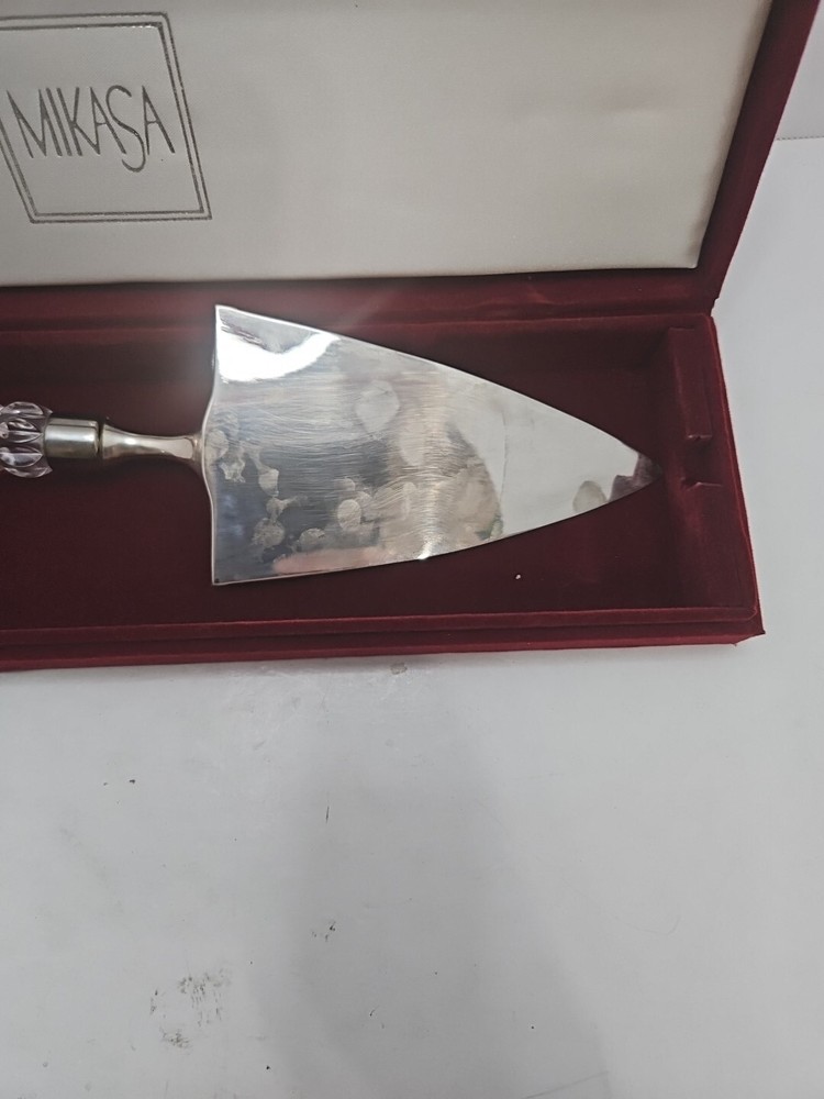Mikasa Austria Silver Plate Cake Server With Crystal Handle In Display Box