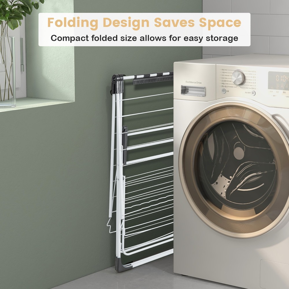 Folding Clothes Drying Rack 2-Tier Metal Laundry Drying Rack Laundry Drying Rack