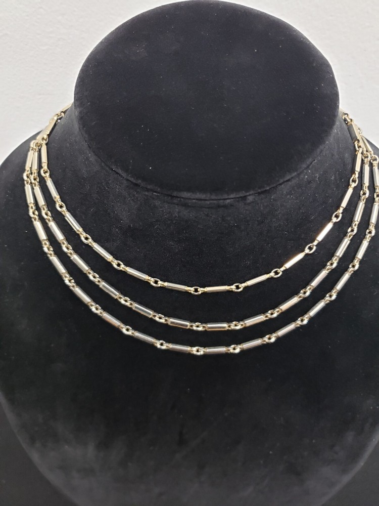 Vintage Classic Silvertone Triple Layer Necklace