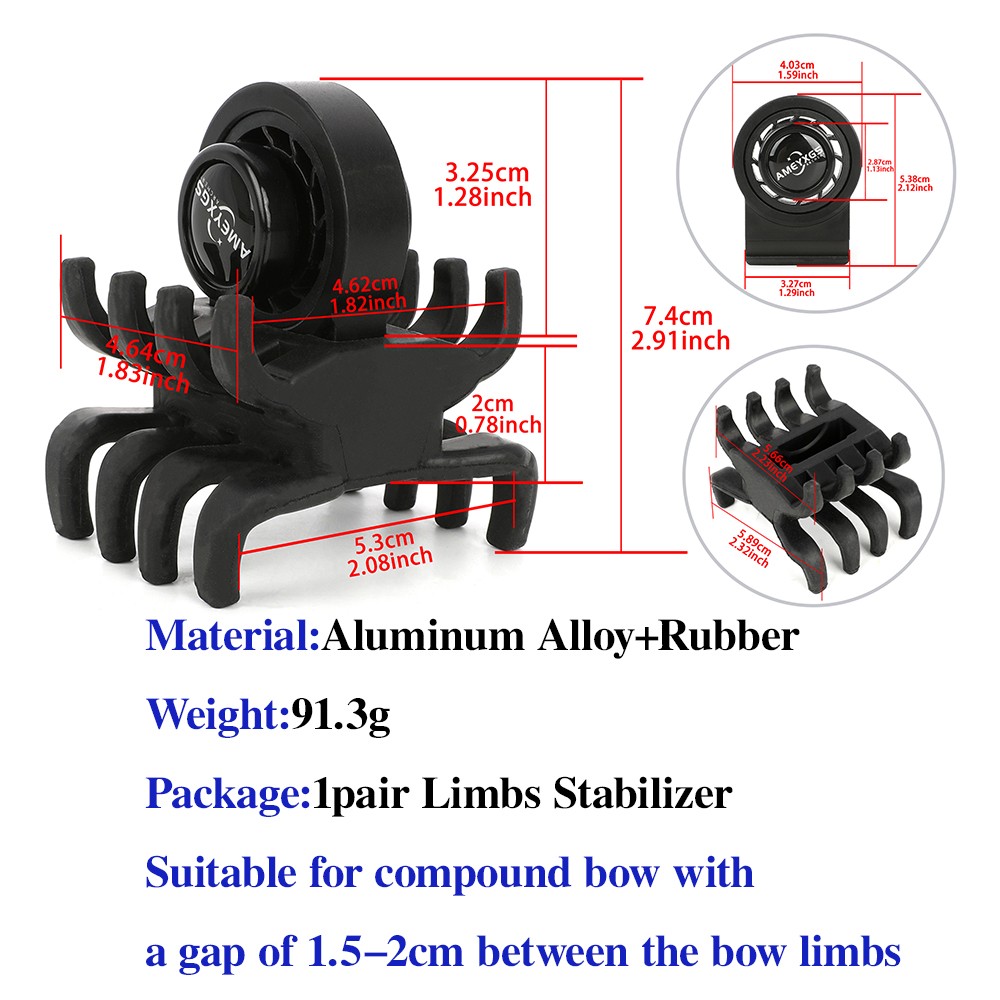 Archery Compound Bow Limbs Stabilizer Shock Absorber Easy Install Detachable