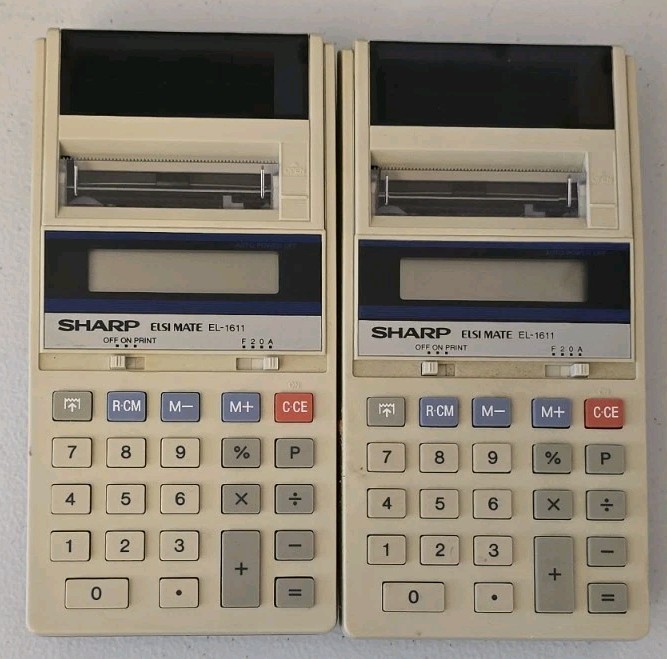 2 Sharp Elsi Mate EL-1611P Calculator 12Digits