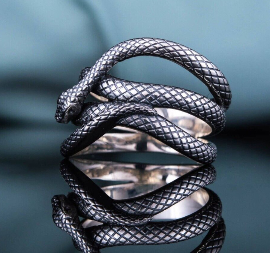 Snake Pattern Style Ring Gift Ring For Her 925 Silver plated Royal Vintage Ring