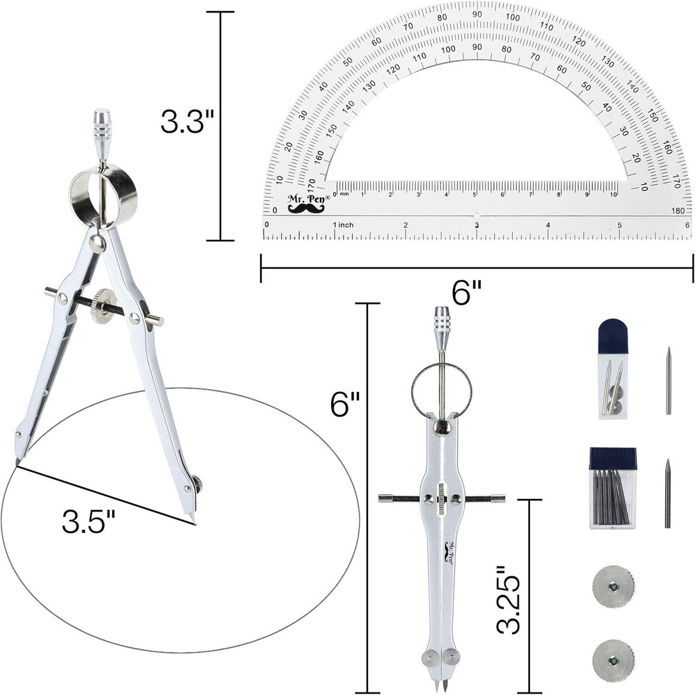 Mr. Pen- Protractor and Compass Set, Compass Protractor Set, Protractor, Compass