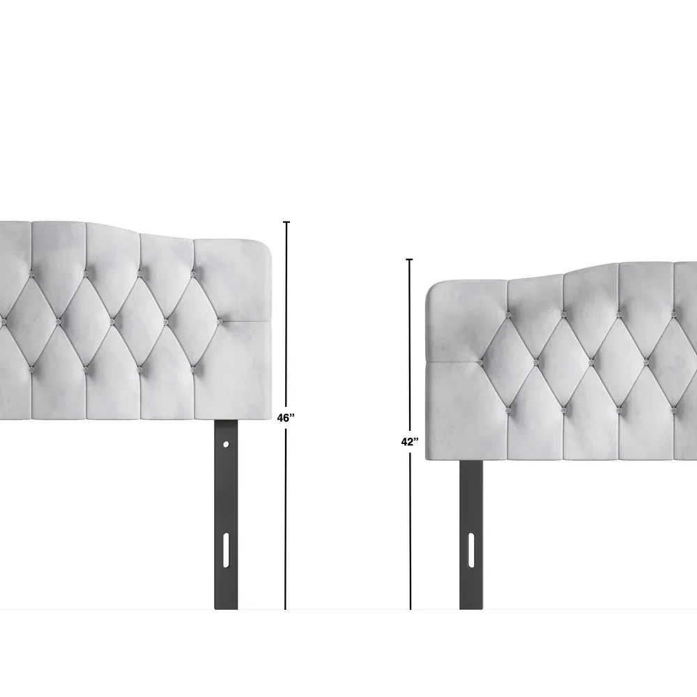 Upholstered King Size Headboard Only Light Blue Adjustable Height Diamond Tufted
