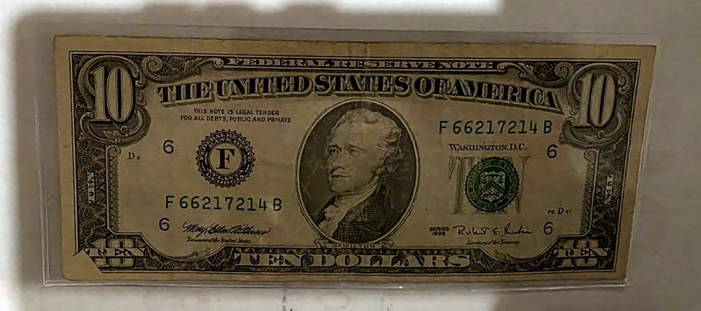 1995 $10 ATLANTA Fold Error NOTE.