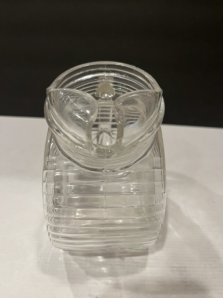 Clear Glass Small Deco Style Tilted Pitcher 6"