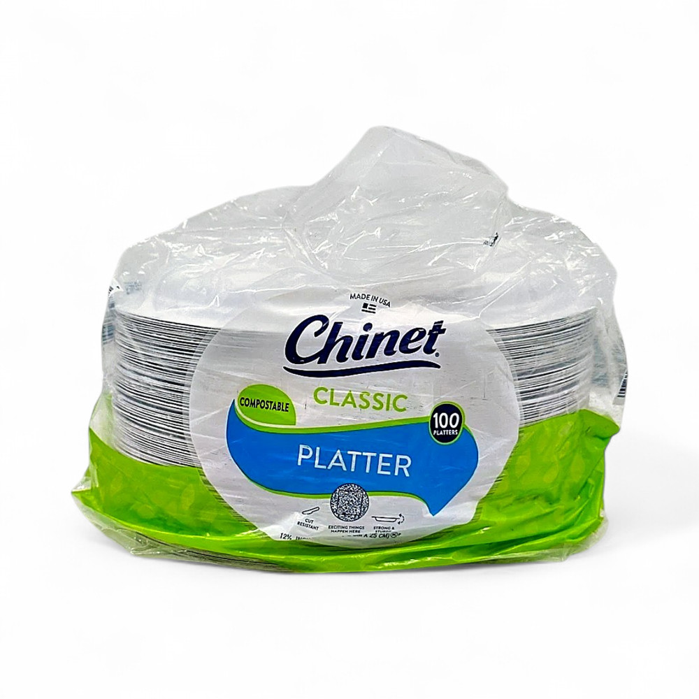 Chinet Classic Platter Compostable Paper Plates 100-Count