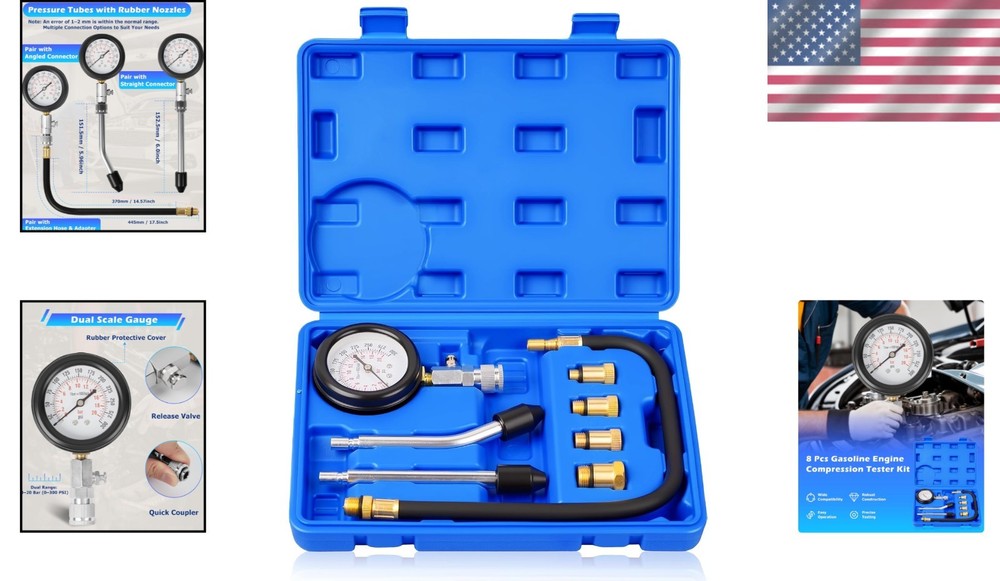 Portable Engine Compression Tester for Cars & Bikes - Durable & Easy to Use