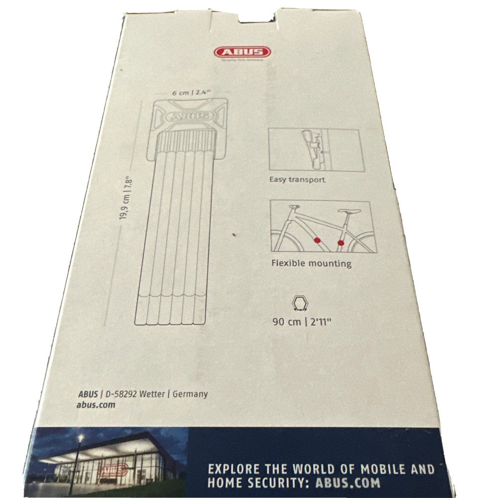 ABUS Folding Bicycle Lock Bordo Big 6000K Black White Saddlefix Lock Bracket