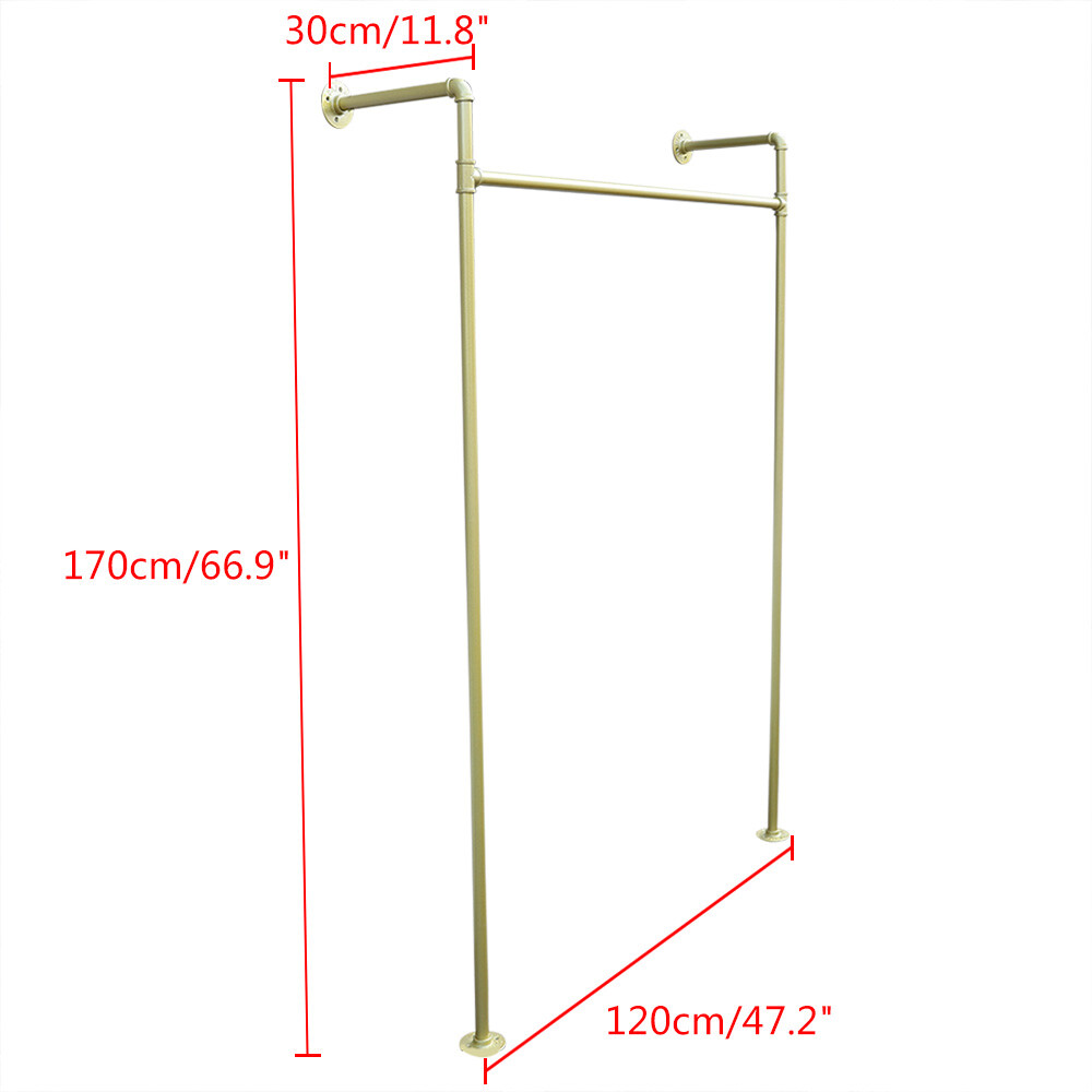 Pipe Clothes Rack Wall Mount Garment Closet Storage Rack Hanging Display Rack