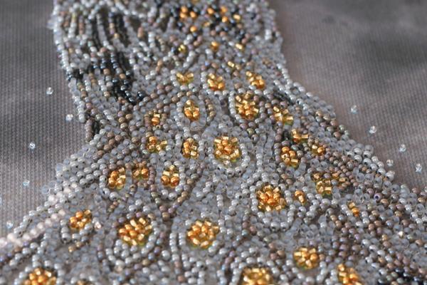 Bead embroidery kit Gold in silver needlework kit Art canvas beadwork pattern
