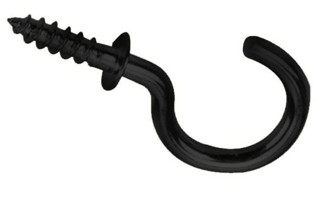 5/8" Cup Hooks Black w/ Shoulder (100 PER BAG)