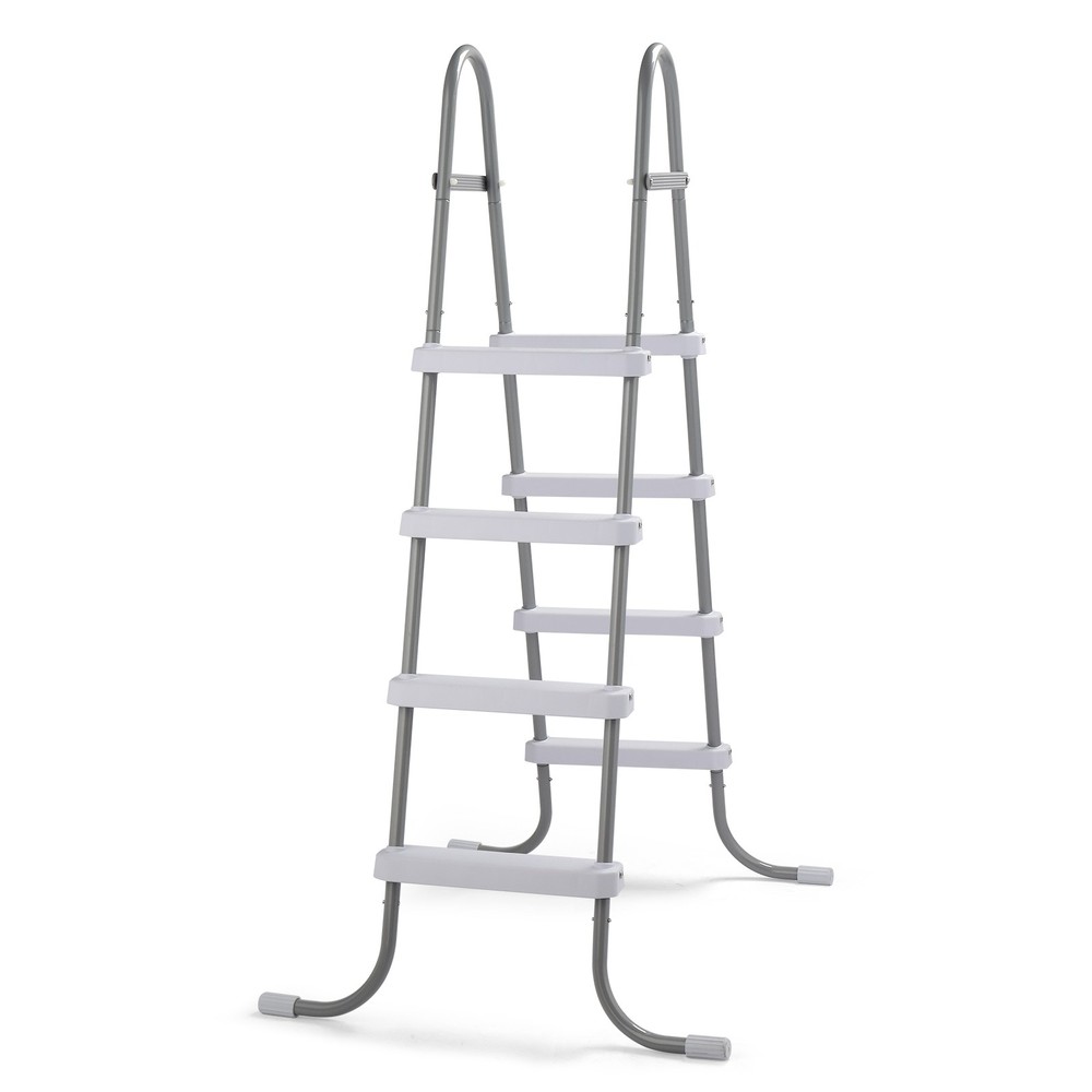52" 4-Step Pool Ladder, Iron Grey Frame & White Steps, Sturdy