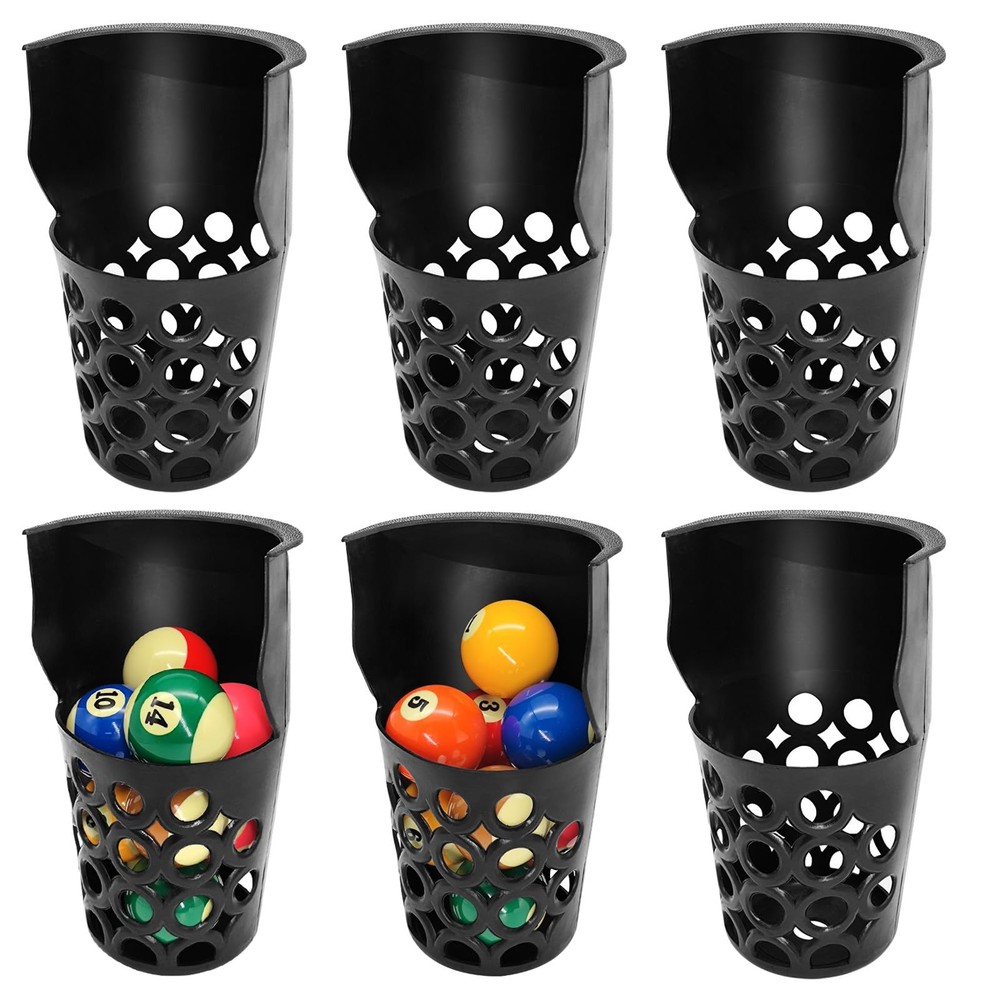 6 PCS Large Capacity Plastic Web Pool Table Pockets Billiard Replacement