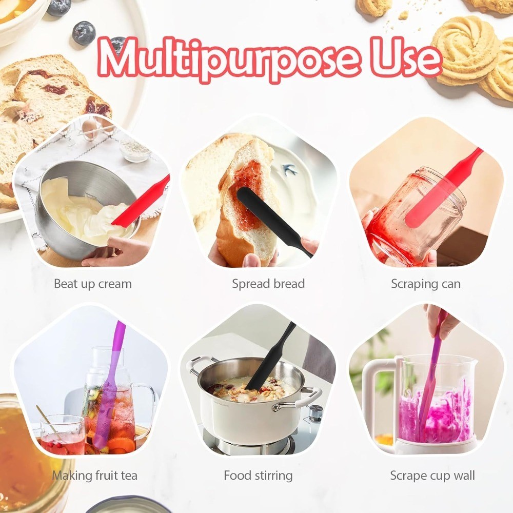 Silicone Jar Spatula Set 3Pcs Heat Resistant Kitchen Scraper for Baking Mixing