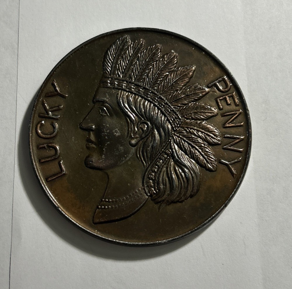 US “Coaster Sized” Indian Head Cent Nice Novelty 5.2 Oz Copper Medallion