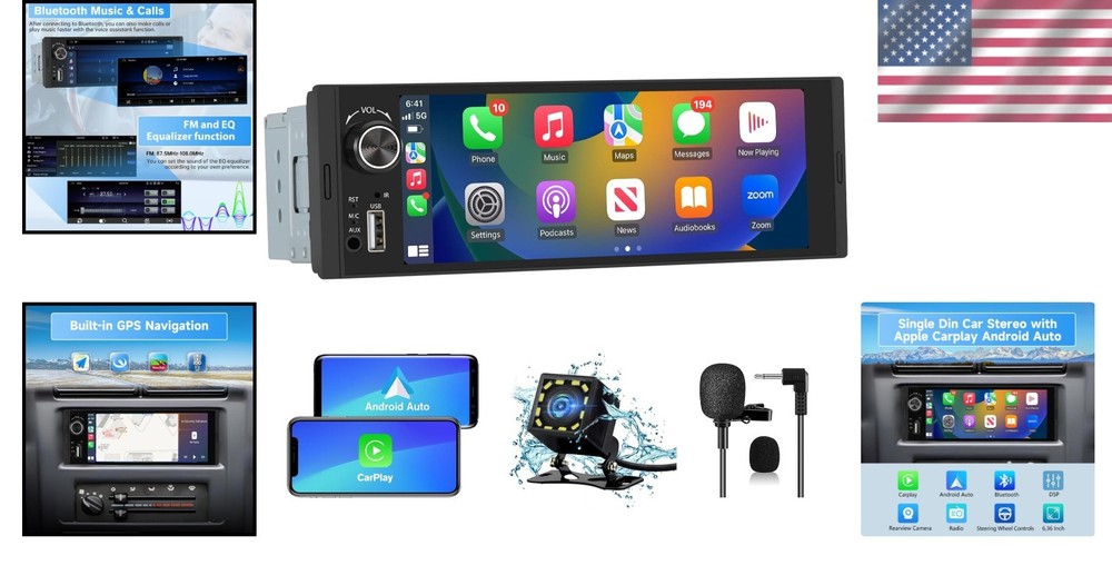 CarPlay & Android Auto Single Din Car Stereo