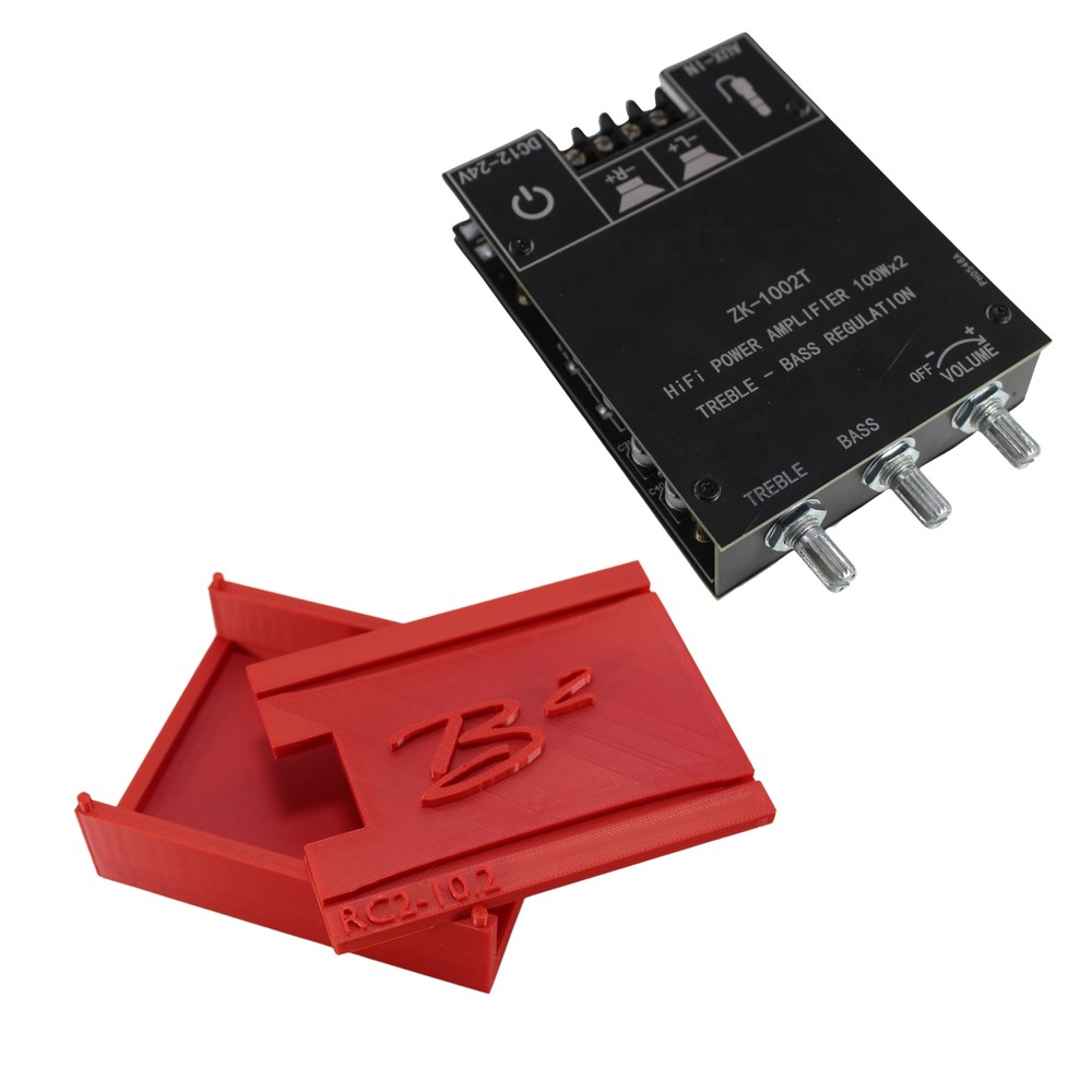 ZK-1002T Bluetooth/AUX Chip Amplifier & B2 Audio 3D-Printed Case for RC2