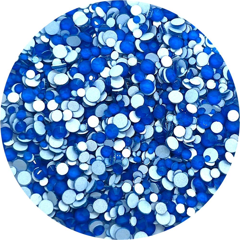Flat Back Non-Hot Fix Glass Rhinestones - Neon Blue
