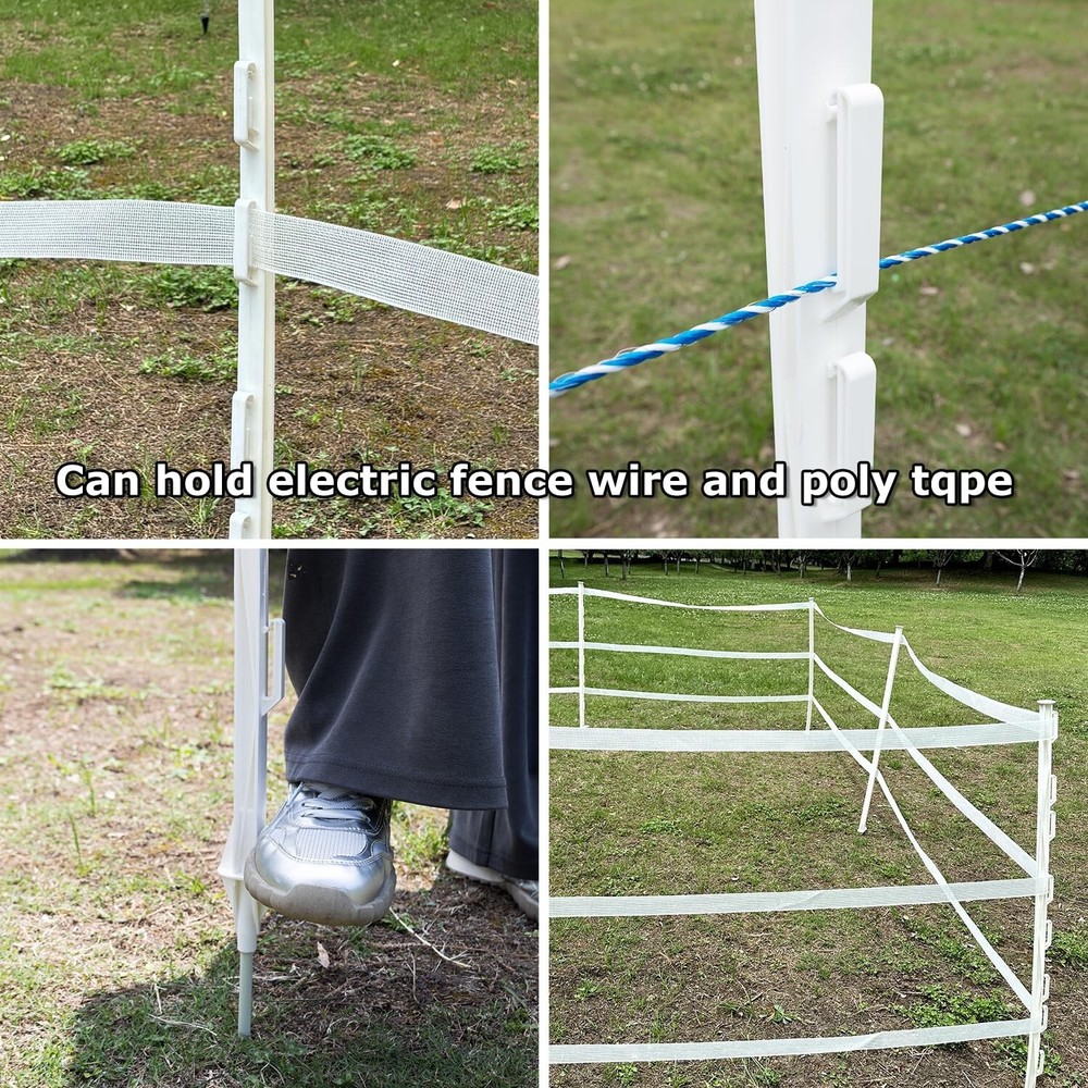 50-Pack 48" Step-in Posts with Clips – Reinforced Poly with Galvanized Spike – E