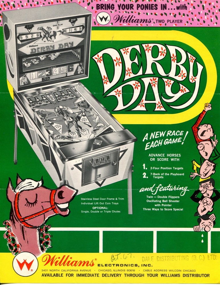 Derby Day Williams Pinball Flyer / Brochure / Ad