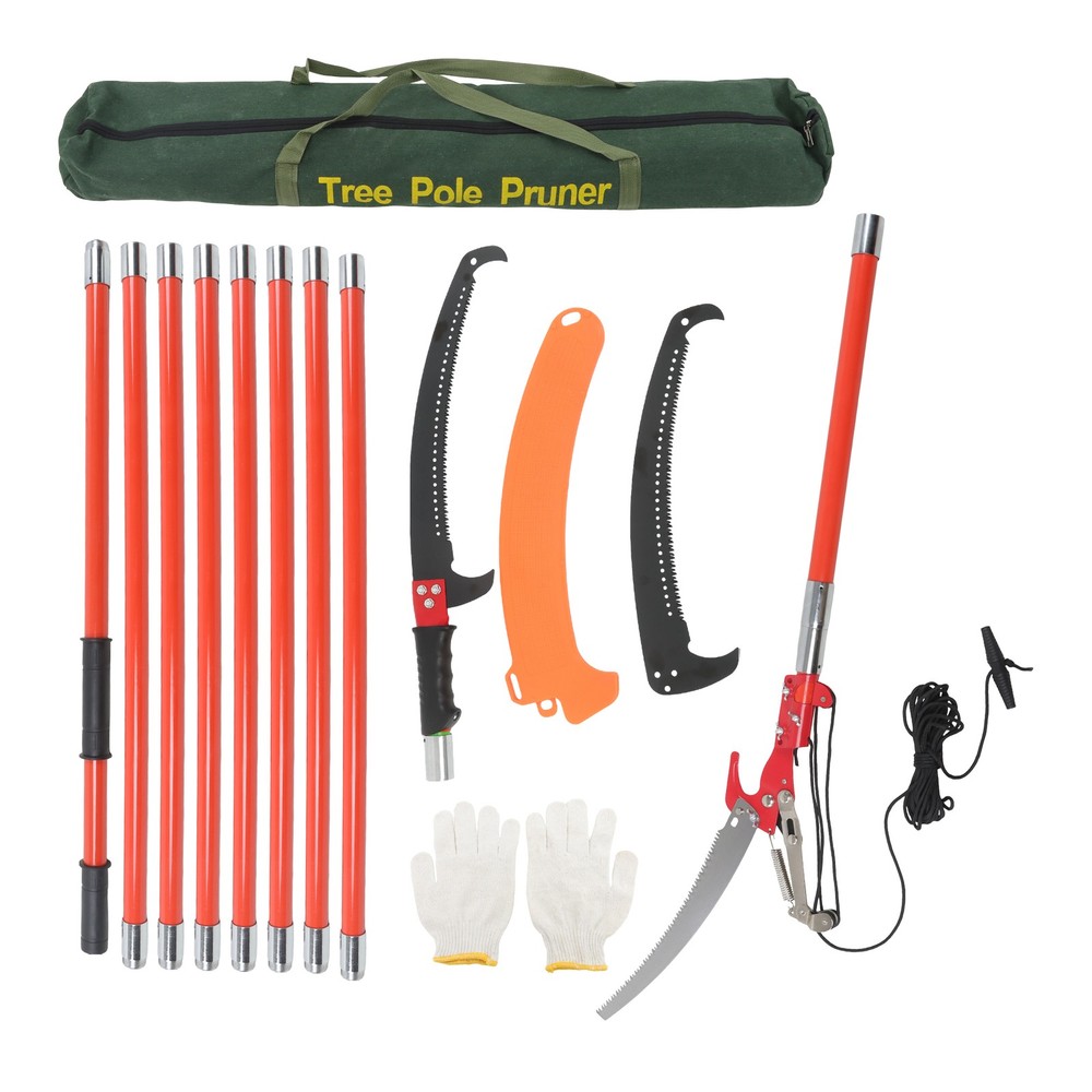 1 × 30ft Pruner Saw Combination Extendable Tree Trimmers Section 9 Orange New