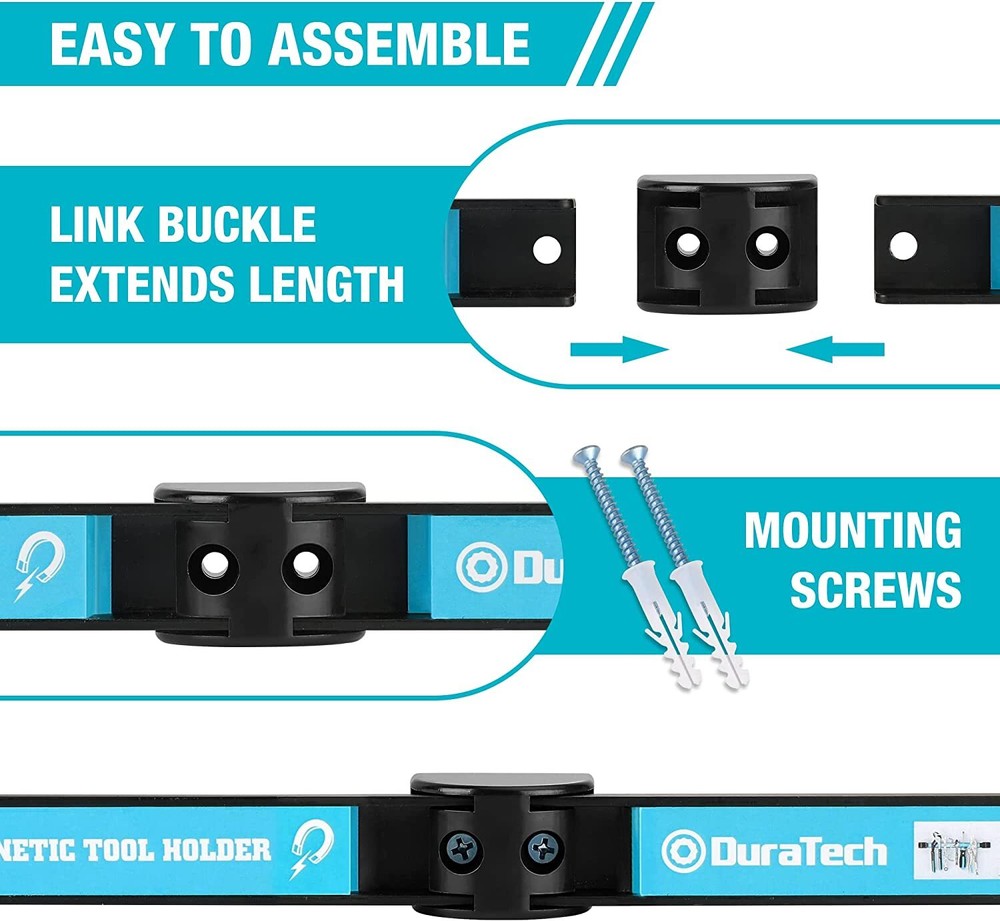 DURATECH 4 Pack 12" Magnetic Tool Holder Strip, Heavy Duty Magnetic Tool Bar