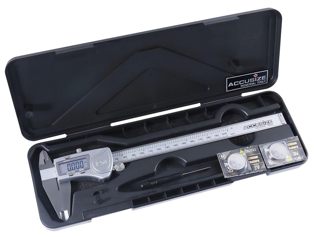 Accusize Industrial Tools Digital Caliper, 0-8''/0-200 mm Range by 0-8"