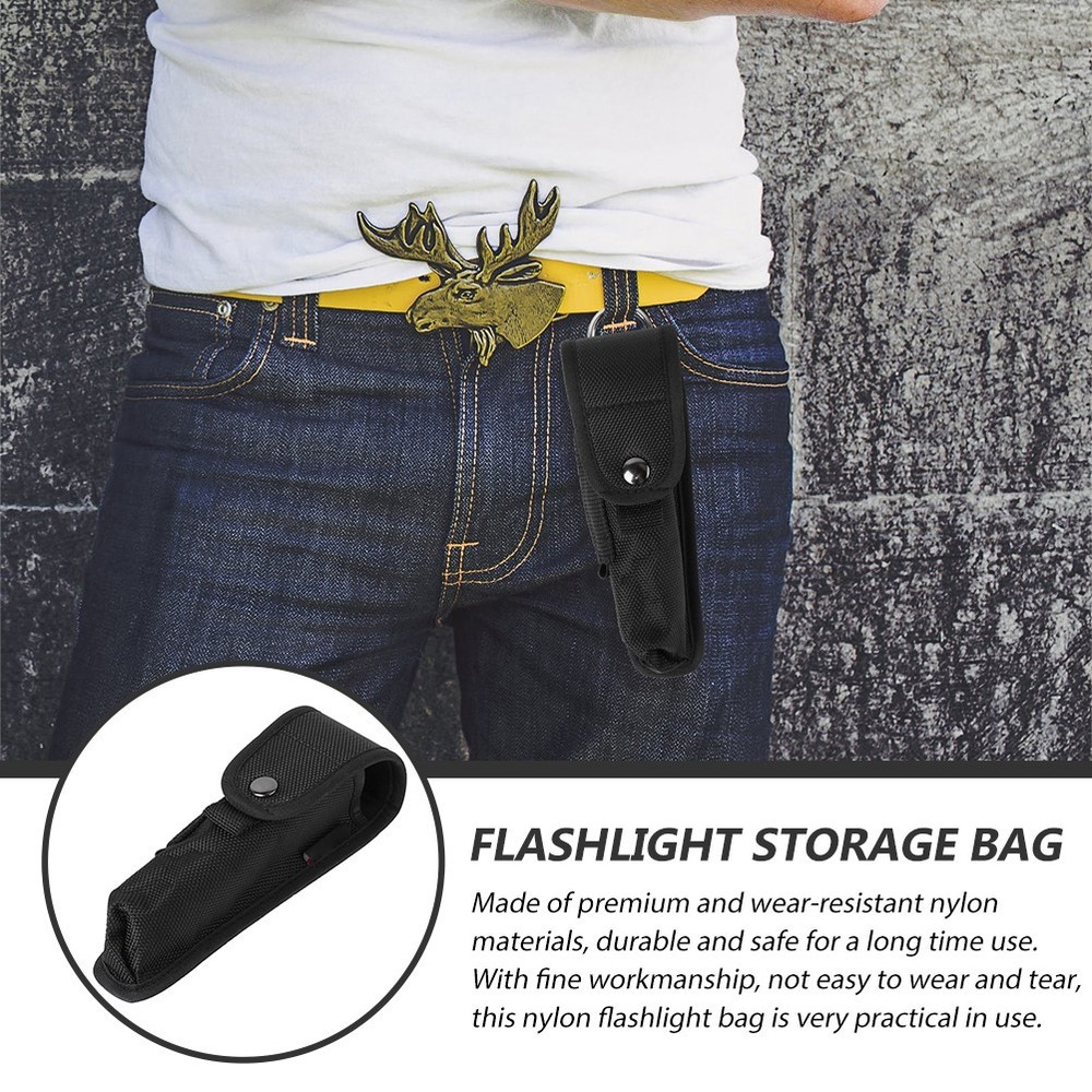 2Pcs Portable Flashlight Holsters Nylon Flashlight Pouch Multi-function Bag