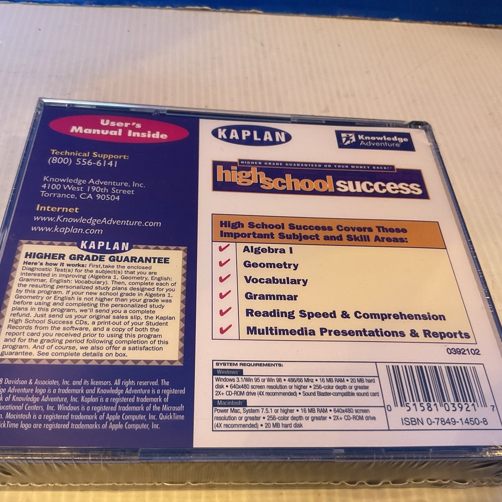 Kaplan High School Success 4xCD-ROM Set Test Prep Software Brand New Sealed