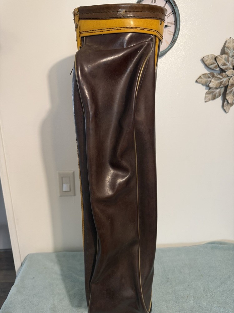 AJAY Brown Leather Golf Bag Shoulder Strap, Zip Pocket