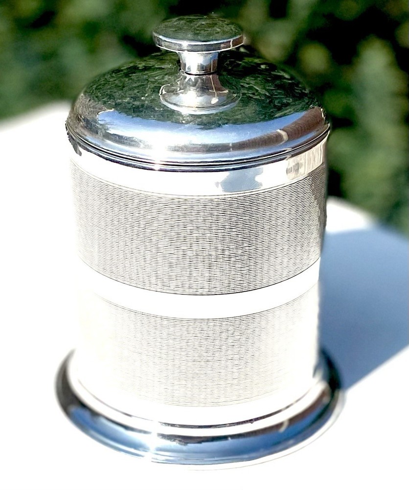 Solid Sterling Silver Hallmarked Engine Turned Bakelite Cigarette Dispenser
