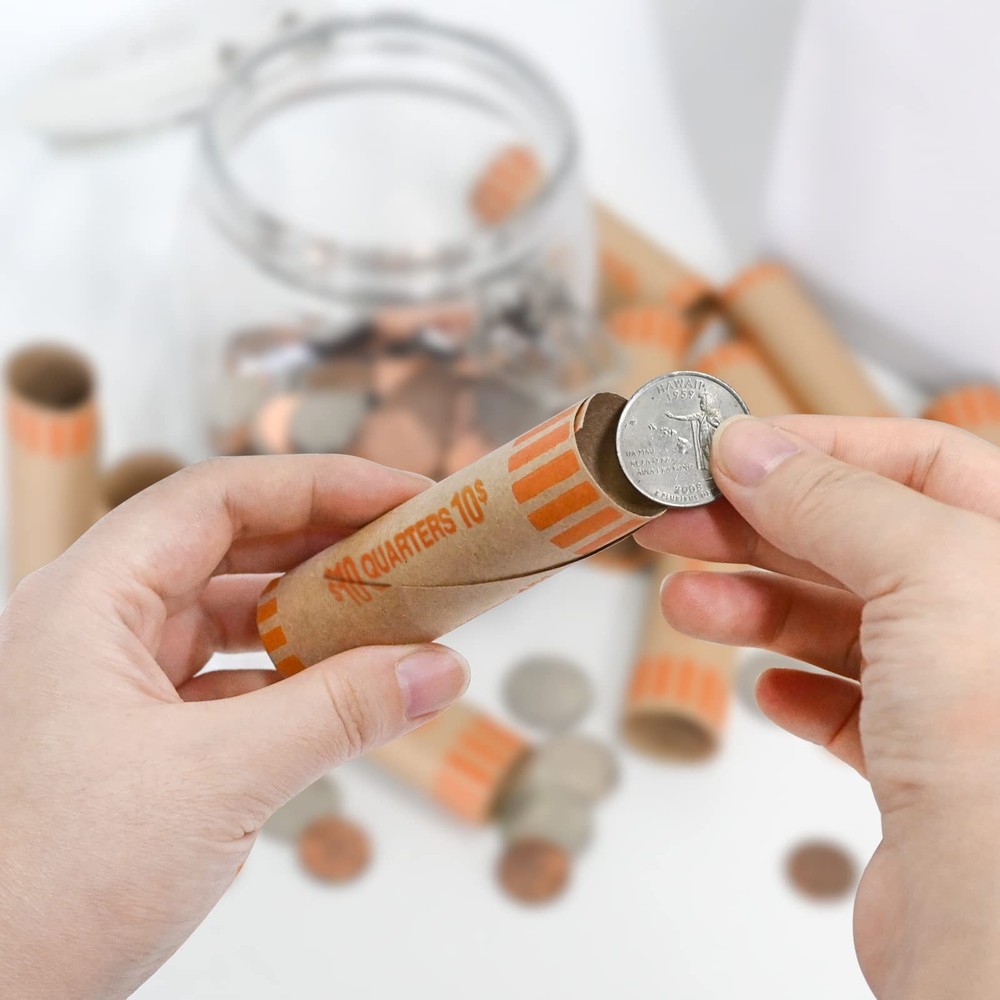 72 PCS Preformed Coin Wrappers Rolls-Quarters