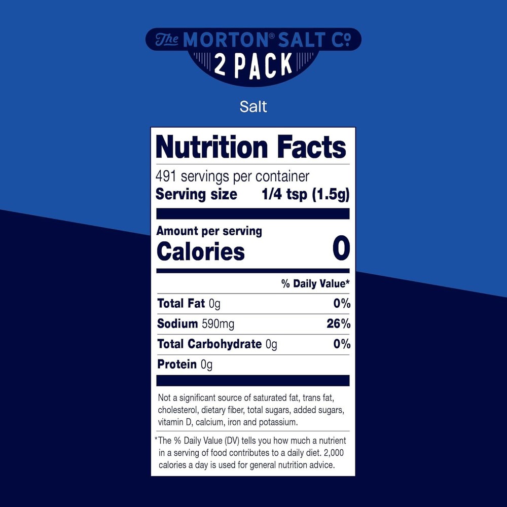 (Pack of 2) Morton All-Purpose Non-Iodized Table Salt 26 oz