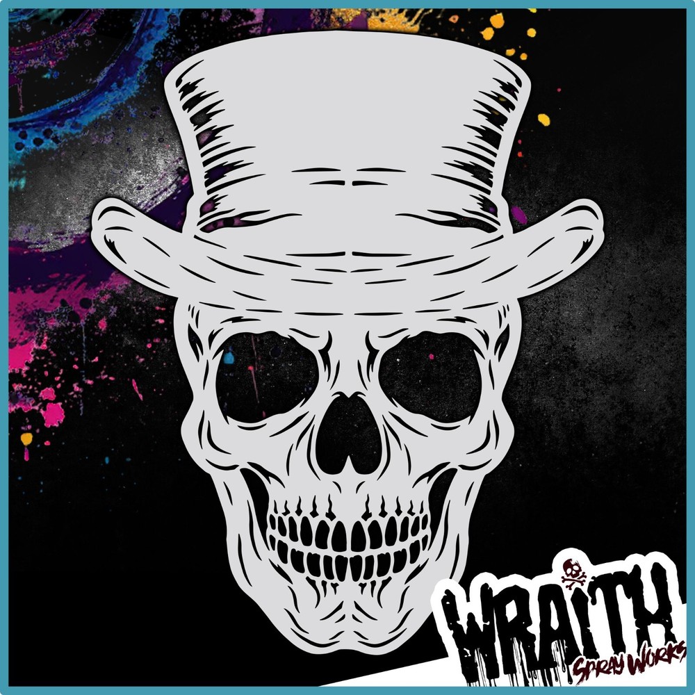 Top Hat Skull - Reusable Airbrush Stencil Template