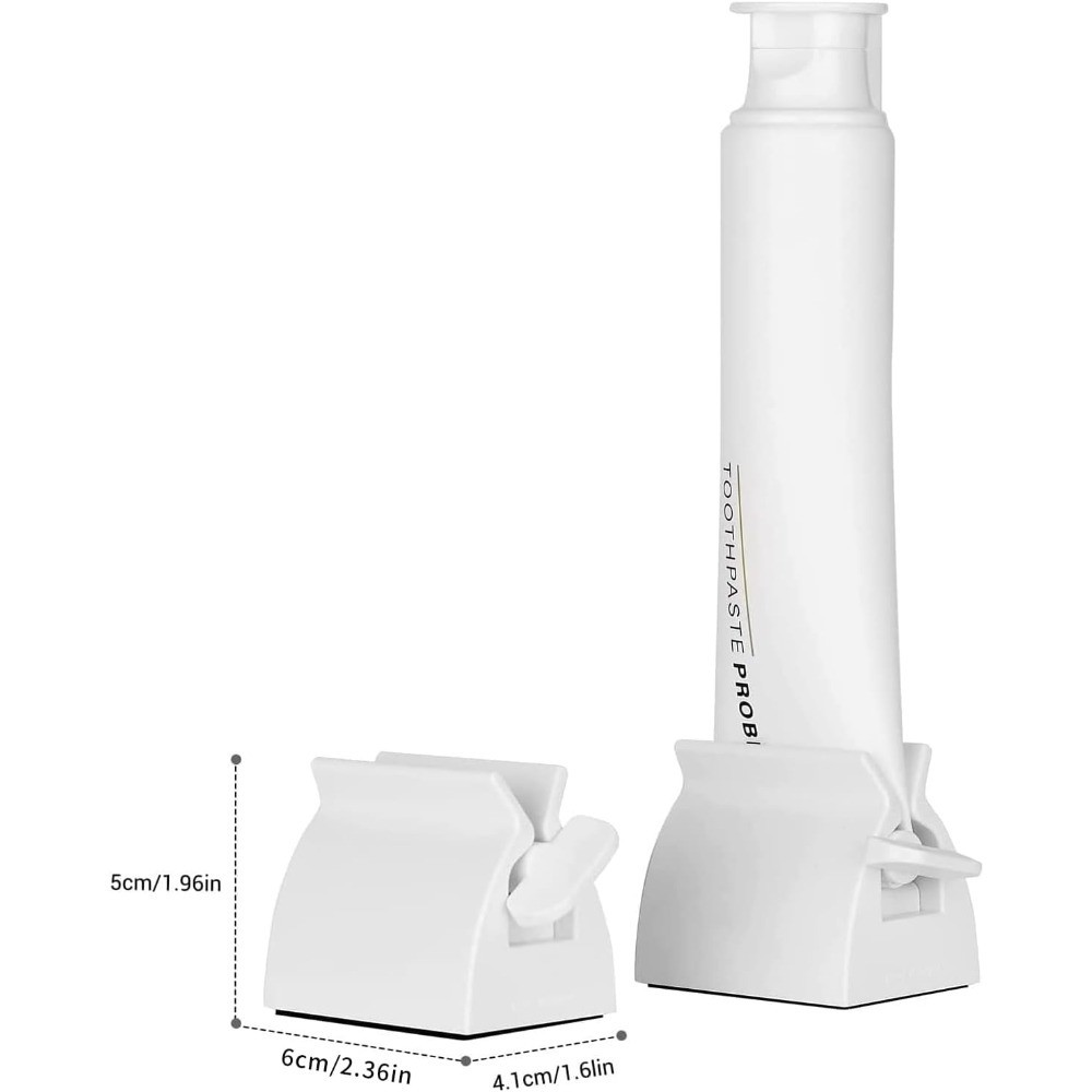 Rolling Tube Toothpaste Squeezer and Holder Stand for Bathroom White
