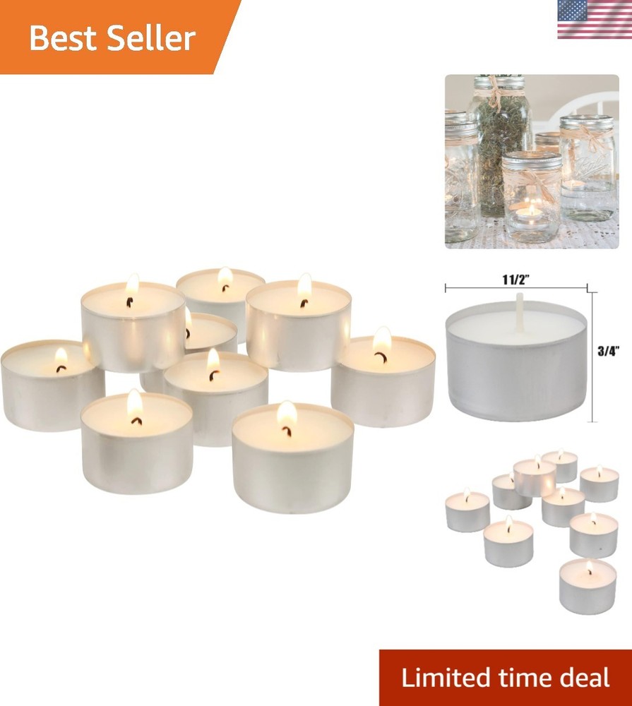 50 Count Unscented White Tealight Candles - Long Burning and Smokeless Elegance