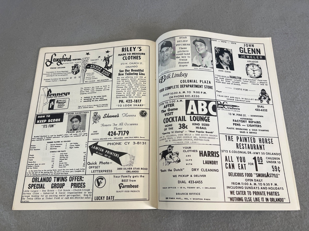 Vintage Baseball Program Book Minnesota vs Orlando Twins Program AAA League '69