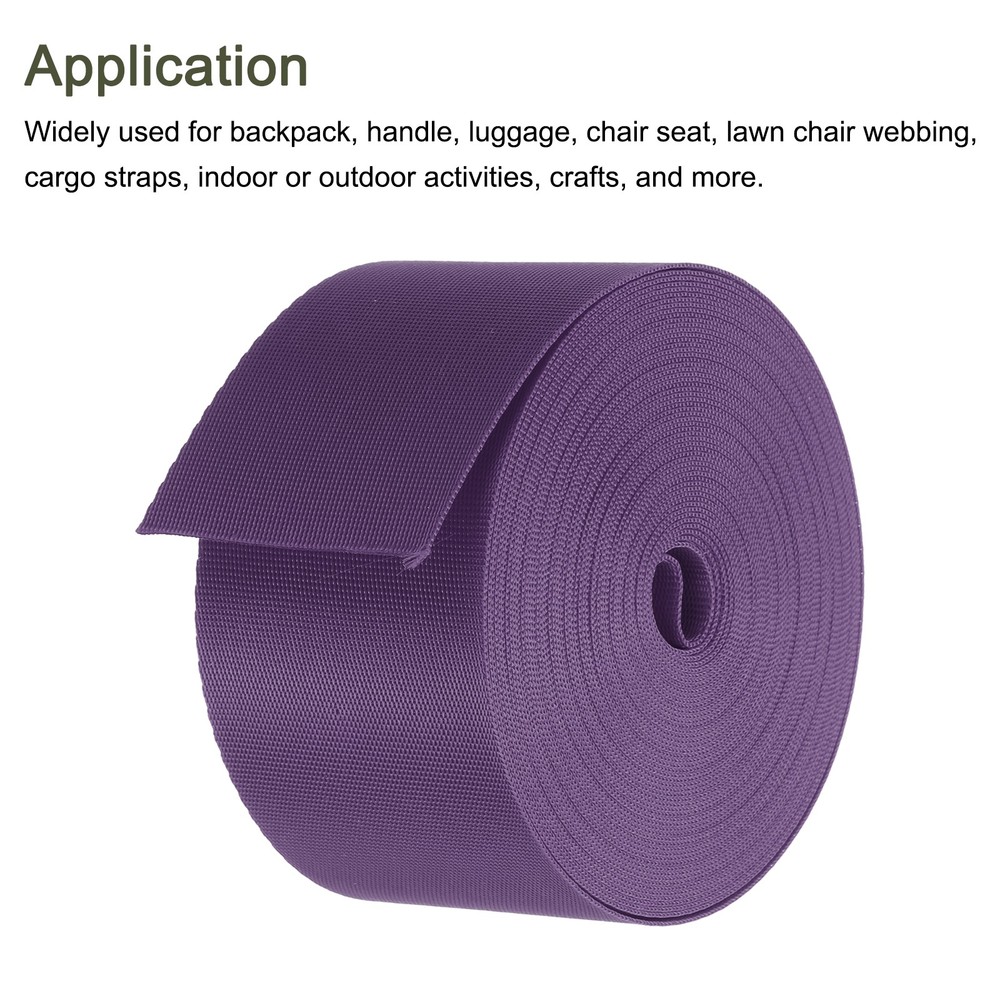 Flat Nylon Webbing Strap 2 Inch 10 Yards Bean Purple for Backpack