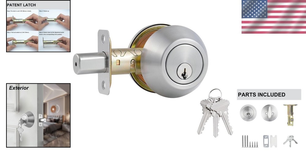 Satin Nickel Single Cylinder Deadbolt Lock - Ultimate Exterior Security Solution