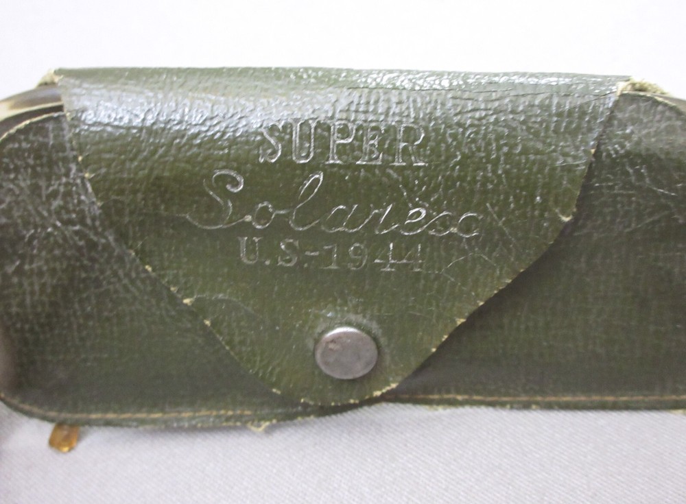 U.S. 1944 marked "Super Solareso" Sunglasses (broken) & Case