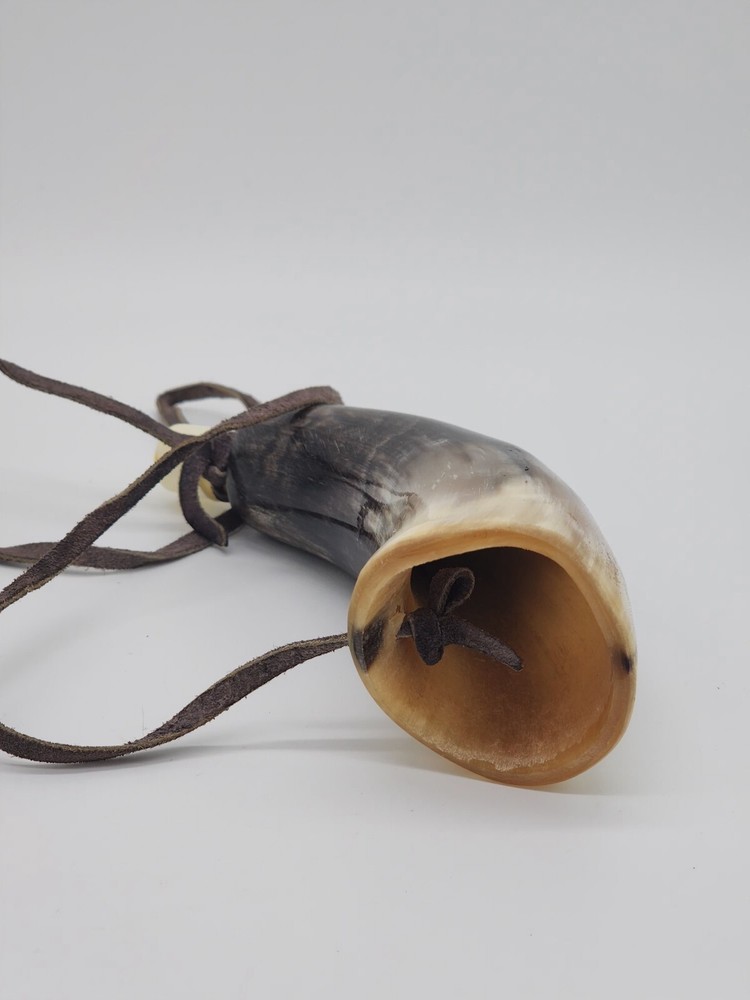 Vintage Steer Rustic Powder Horn 7"