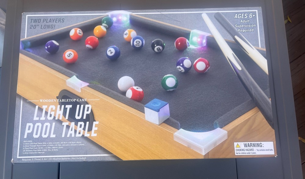 Pool Mini Game Light Up Tabletop Table Billiards Preowned