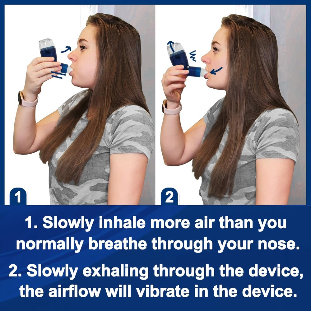 Flutter Valve Device for Lungs, Breathing Exercise Light Blue